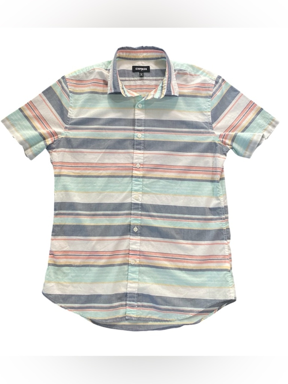 Express Men’s Pastel Striped Button-Down Shirt Size Medium